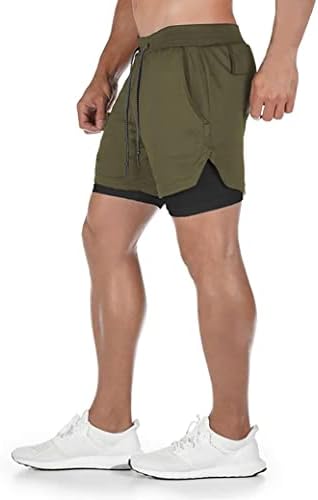 Diotsr Mens 2 u 1 trčanju kratkih kratkih hlača Brzo se osušite s oblogom, atletske kratke hlače za muškarce s džepovima