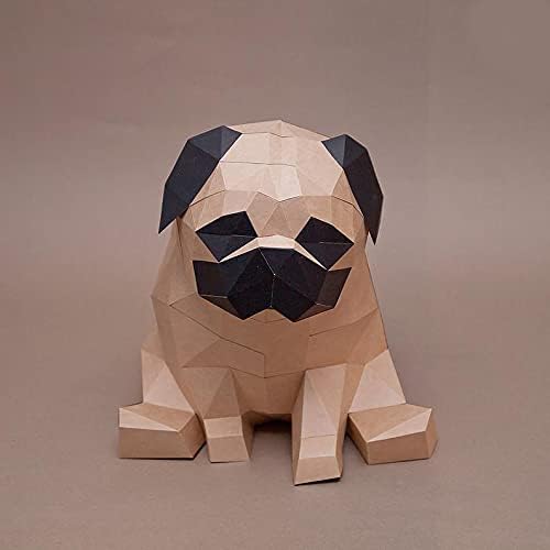 WLL-DP Creative 3D Paper Sculptura Pug Izgled Diy Paper Model Toy Photo rekvizit Geometric Home Decoration Papercraft HandMade Game