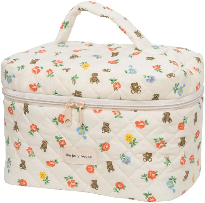 Flygift kozmetičke torbe za žene Slatka torba za šminkanje pamučna prekrivena kozmetička torba coquette estetska cvjetna toaletna torba