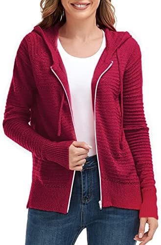 Jminger ženski patentni džemperi u boji kapuljače s dugim rukavima rastezljive ležerne dukserice vrhovi