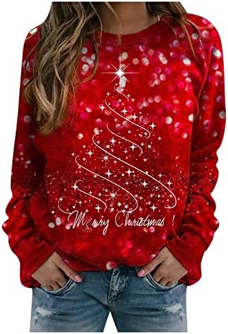 Božićne košulje za žene 2022 moda plus smiješni slatki vrhovi casual labave fitneck crewneck trenirke odjeće y2k odjeća