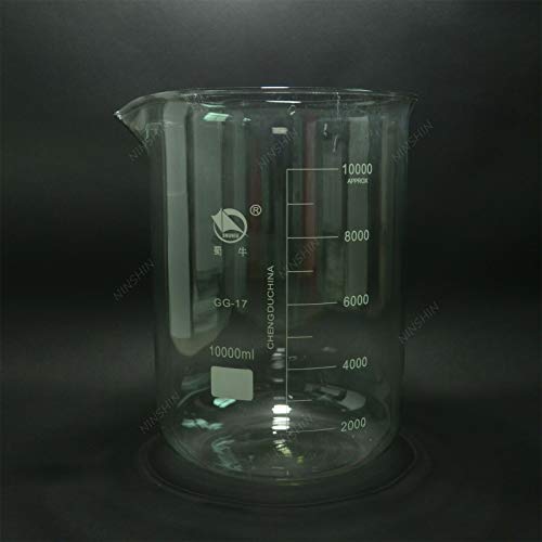 Staklena čaša od 10000 ml, 10 l niskog kalupa, s izljevom, 3,3 Borosilikatno stakleno posuđe
