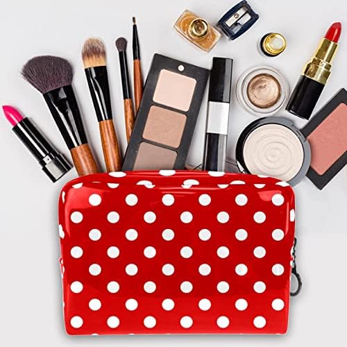 TBOUOBT kozmetičke torbe za žene, šminke Torba za putovanja toaletna korist Organizator, retro crvena bijela polka dot moderna