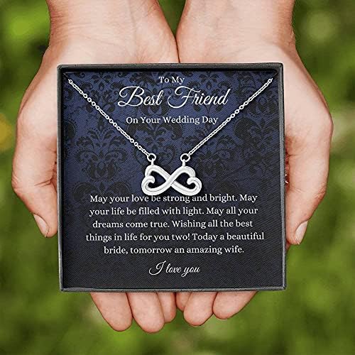 Kartica s porukama, ručno izrađena ogrlica- Ogrlica za personaliziranu poklon Infinity Hearts, Poklon najboljeg prijatelja na njezin