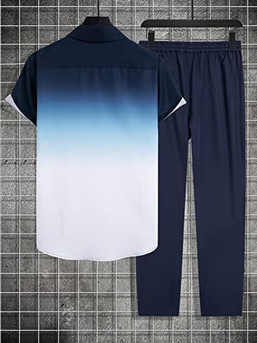 Nibhz dvodijelna odjeća za muškarce muškarce ombre košulja i slova grafički struk struka struka bez tinejdžera