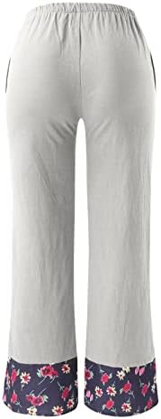 Pamučne lanene Capri hlače Ženske Ležerne ljetne Capri hlače s džepovima visokog struka udobne hlače za plažu Vintage Harem hlače