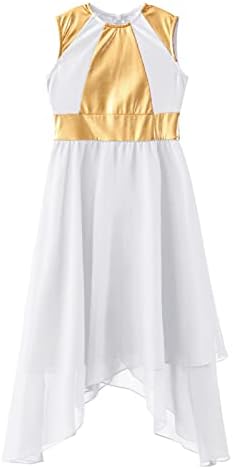 Chictry Girls Liturgično bogoslužje Plesana haljina Zlatna boja Blok Irregularni rub lirički plesni kostim