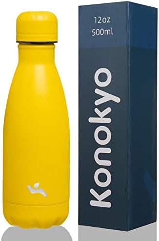 Konokyo 12oz izolirane boce od nehrđajućeg čelika, dvostruko zid vakumm metalna tikvica za sportska putovanja, žuta