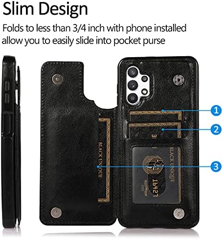 Asuwish Kompatibilan sa Samsung Galaxy A32 5G 6,5-inčni torbica-novčanik od kaljenog stakla, zaštitna folija za ekran, držač za kartice,