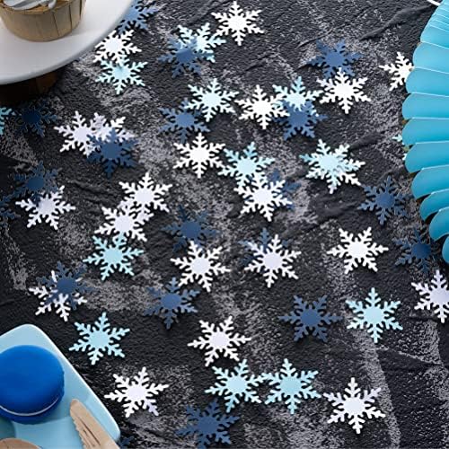 Mowo Snowflake Paper Dekoracija stola za zimsku božićnu novogodišnju tematsku zabavu, plava mornarsko plava i bijela, promjera 2 inča,