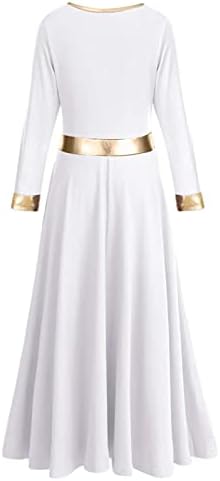 Ellydoor Girls Parise plesna haljina dugi rukavi labavi fit liturgijski bogoslužje Kostim metalik zlatni crkveni ogrtač