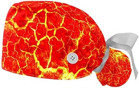 Lava Magma Radna kapa s gumbom i trakom 2 PCS za višekratnu upotrebu kirurške kirurške kirurge Hats rep.