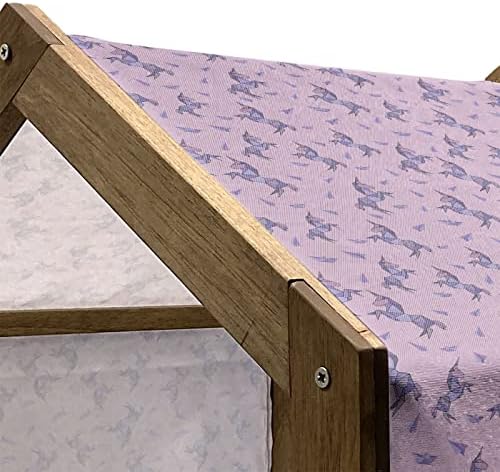 Ambsonne Unicorn drvena kuća za pse, poligonalni origami nadahnut jednobojnim izgledom, zatvorenim i vanjskim prijenosnim uzgajivačem