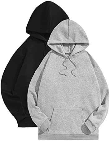 Gorglitter muški 2 paket dugih rukava s kapuljačom pulover s džepom s džepom