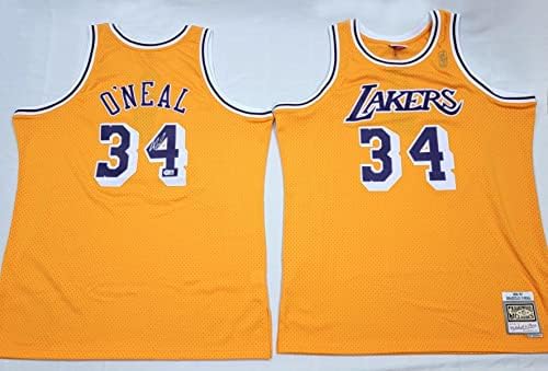 Shaquille O'Neal Autographid Los Angeles Lakers 1996-97 Zlatni Mitchell & Ness Jersey Beckett svjedoči - Autografirani NBA dresovi