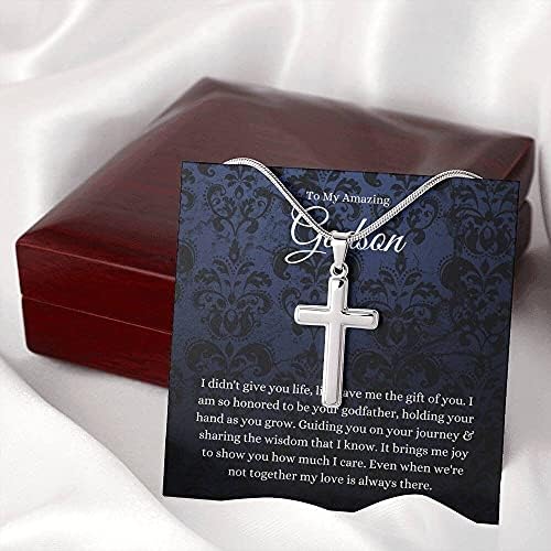Kartica s porukama, ručno izrađena ogrlica- Personalizirani darovni križ, Kumovi darovi od kuma za dar za krštenje kuma dar bogoscenskog