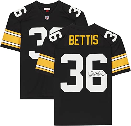Jerome Bettis Pittsburgh Steelers Autografirani crni autentični Mitchell & Ness Jersey s natpisom Hof 15 - Autografirani NFL dresovi