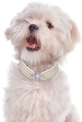 Rayminsino ovratnik za kućne ljubimce s četiri reda biserne točke Dijamantne ogrlice Podesiva ljubavne mačke i psi ukrasni nakit