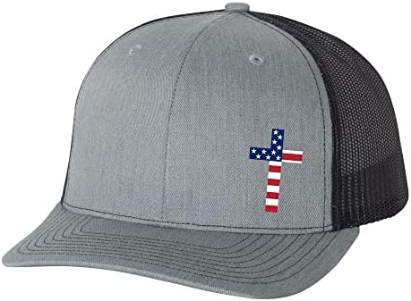 Muška kršćanska američka zastava ispunjena je križ Isus Patriotskog vezenog kamiona šešir