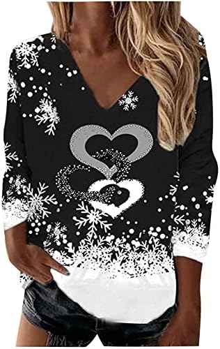 Božićna dukserica za žene božićna snježna pahuljica majica za tisak bluza dugi rukavi casual blagdanske majice vrhovi