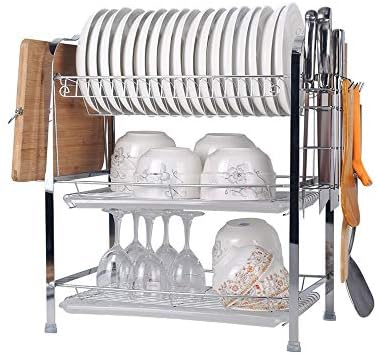 Jahh metalni stalak za odvod, stalak za sušenje, kutija za pohranu jela, posuđe, posuđe, kuhinjski zalihe, 3 sloja