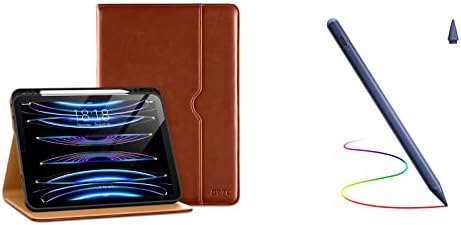 DTTO iPad Pro 12,9 6. / 5. / 4. / 3. priključak za generaciju 2022/2021/2020/2018, Premium kožni folio fulio futrola smeđa s olovkom