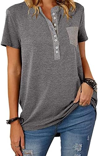 Ženska ljetna košulja s džepom s dugim rukavima, jednoredni široki ležerni top kratkih rukava, ženski ležerni top