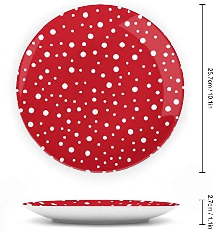 Bijele crvene točkice ukrasni tanjur keramičke ploče zidni viseći dekor sa zaslonskim postoljem za ukras kućnog ureda