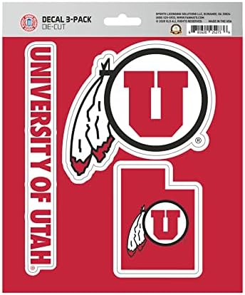 Fanmats NCAA Utah Utes Team Decal, 3-pack, 61064