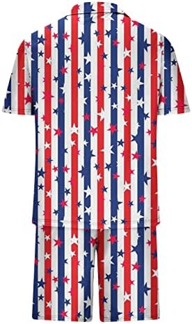 Muške košulje i košulje 4. srpnja postavljaju američku zastavu zip up polo majicu Dan neovisnosti Trunks Set dva komada odjeće