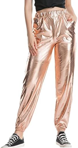 Ženske sjajne lažne kožne gamaše mokri izgled metalne hlače visokog struka Ugradnje rastezljive tajice hip hop klup