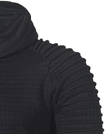 XXBR kapuljače za muške, muške karirane jakčice s dugim rukavima s naboranim atletskim puloverom Slim Fit mekana ležerna dukserica