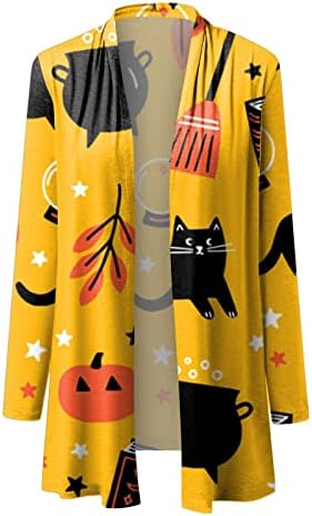 Womens Halloween kardigan bundeva mačka print dugi rukavi otvoreni prednji plus džemper kaput gornje ljetne platnene jakne žene