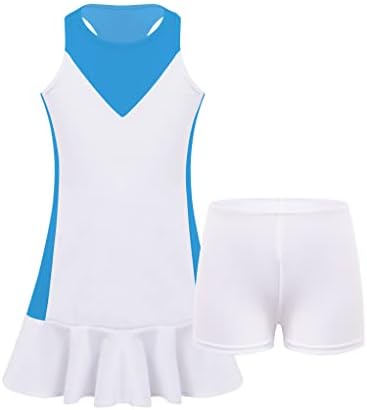 Mufeng Kid Girl Pleated Tenis Golf haljina s ugrađenim kratkim hlačama Set Sport Workout Outfit 2pcs Athletic Gym Yoga Yoga Dance odjeća
