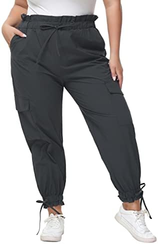 Hanna nikole plus size joggers crtež hlače za žene lagane planinarske teretne hlače s džepovima