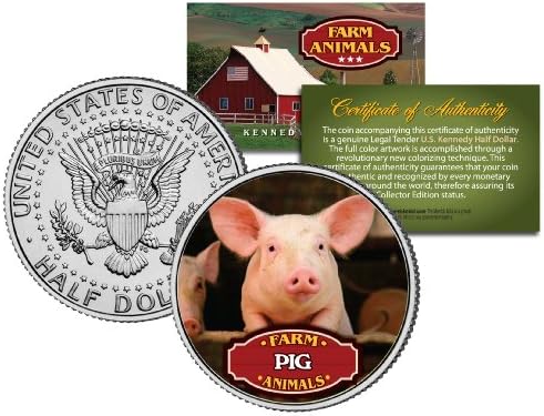 Životinja sa farme svinja, autentični novčić od pola dolara s JFK-om u SAD-u