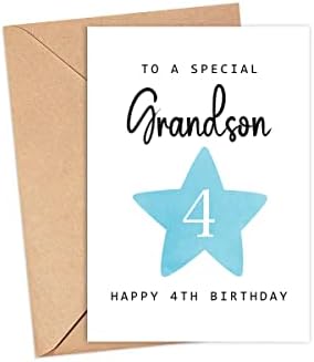 Moltdesigns posebnom unuku - Sretna čestitka za 4. rođendan - 4 godine - četverogodišnja - Četvrta čestitka za rođendan za dječake