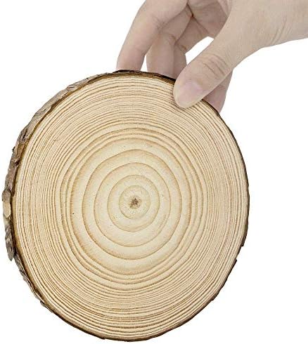 Y Yihangbest Nedovršene kriške drva Veliki CeterPieces 5.1-5,5 inč, 10 PCS prirodni drveni krugovi s kore za Woodlandia Basswood Disk