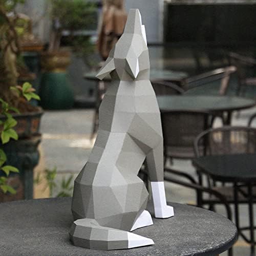 Crouching Wolf 3d origami zagonetka geometrijski papir trofej personalizirani ukras za kuću ukras diy papir model art papir skulptura