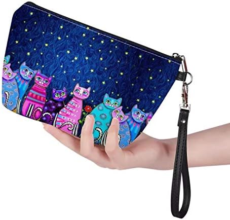 Phayon Starry Sky Cat Print Žene djevojke kozmetičke torbe torbe za make-up zatvarač torbica s novčićima s ručnim toaletom torbicom