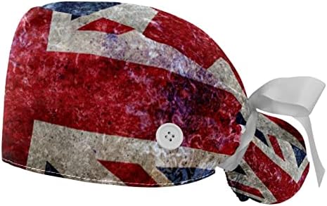 2pcs Žene podesiva radna kapa s gumbom Vintage UK British zastave koncip torbice kravata šešir