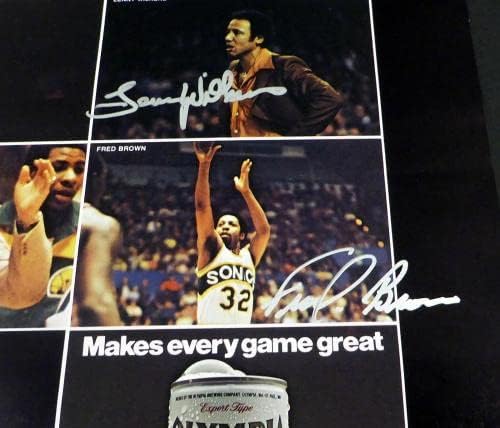 1978-79 NBA prvaci Seattle Supersonics Autographed 17x22 PHOTO PHOTO s 9 ukupnih potpisa, uključujući Fred Brown i Lenny Wilkens MCS