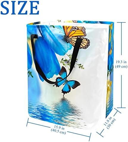 Plavi leptiri tulipani s printom mimoze sklopiva košara za rublje vodootporne košare za rublje od 60 l košara za pranje odjeće igračke