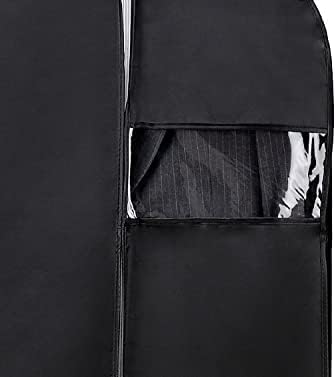50-inčna prozračna sklopiva putna torba za odjeću otporna na prašinu s 2 Prozirna džepa, pogodna za frak, Crna