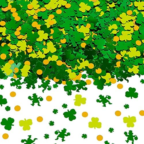 DIYDEC ST PATRICK DAN TALE Confetti, Shamrock Irish Lucky Clover Sequins FOIL TABEL Confetti Dekoracija za stranke Svetog Patrika