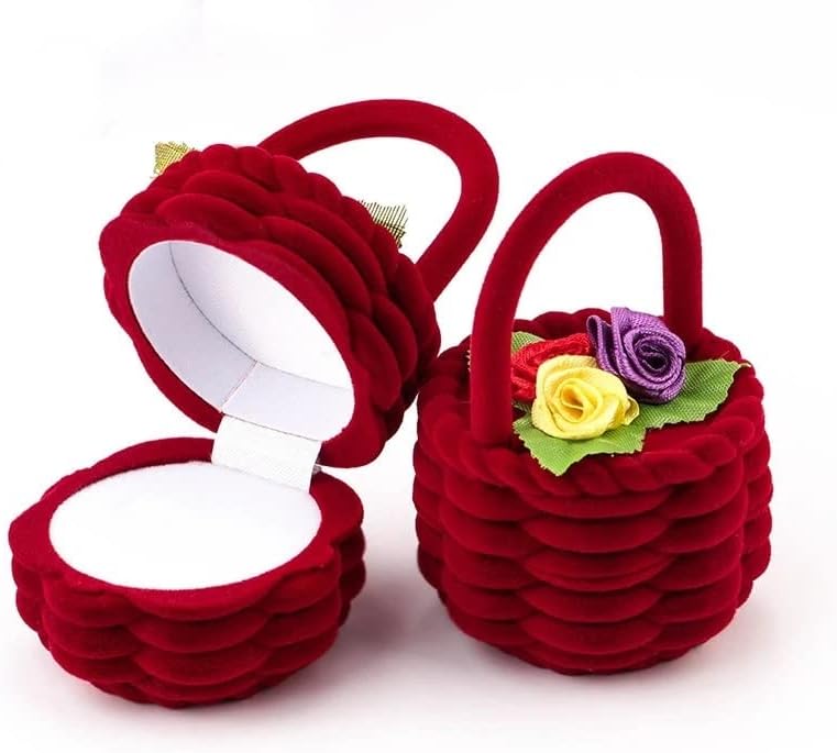 Wetyg Slatka cvjetna košarica Velvet Wedding Anglevery Box Box držač poklon kutije za naušnice Ogrlica za prikaz nakita