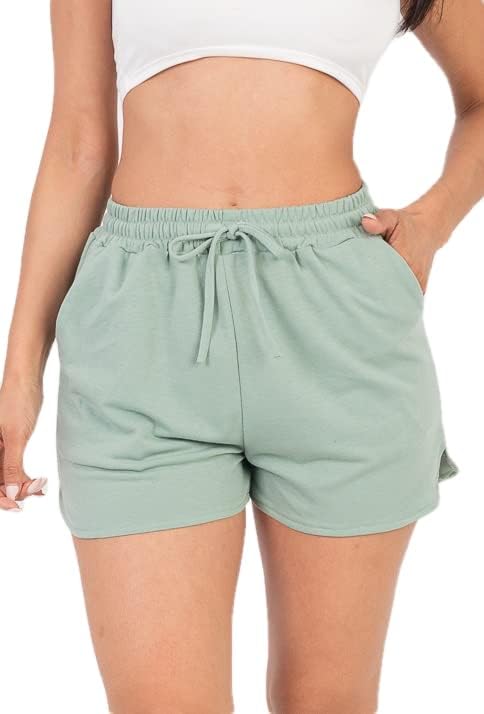 Edgelulu ženske francuske kratke kratke hlače - mekana elastična struka rastezanja ležerne aktivne hlače