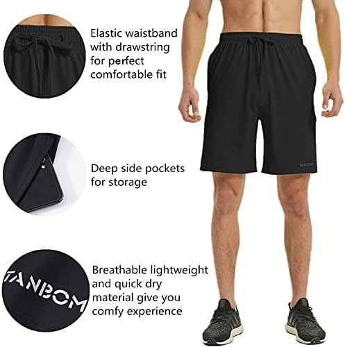 Zonbailon muška teretana atletski elastični struk kratke hlače s dubokim džepovima 9 inseam