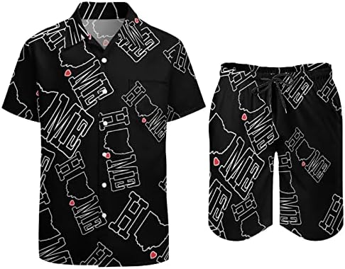 Kuća Baikutouan u državi Ohio State Men's 2 komada Havajska košulja odijela casual labavi gumb Donji vrh i plaže kratke hlače odjeće