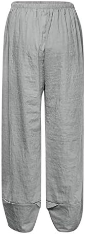 Navyoom Womenne Lanen hlače labave hlače široke noge obrezane hlače Udobno elastični struk Lagane hlače s džepovima